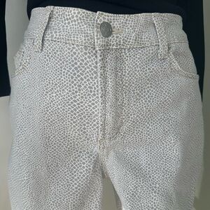 White Reptile Print Patterned Women Jeans Size 6